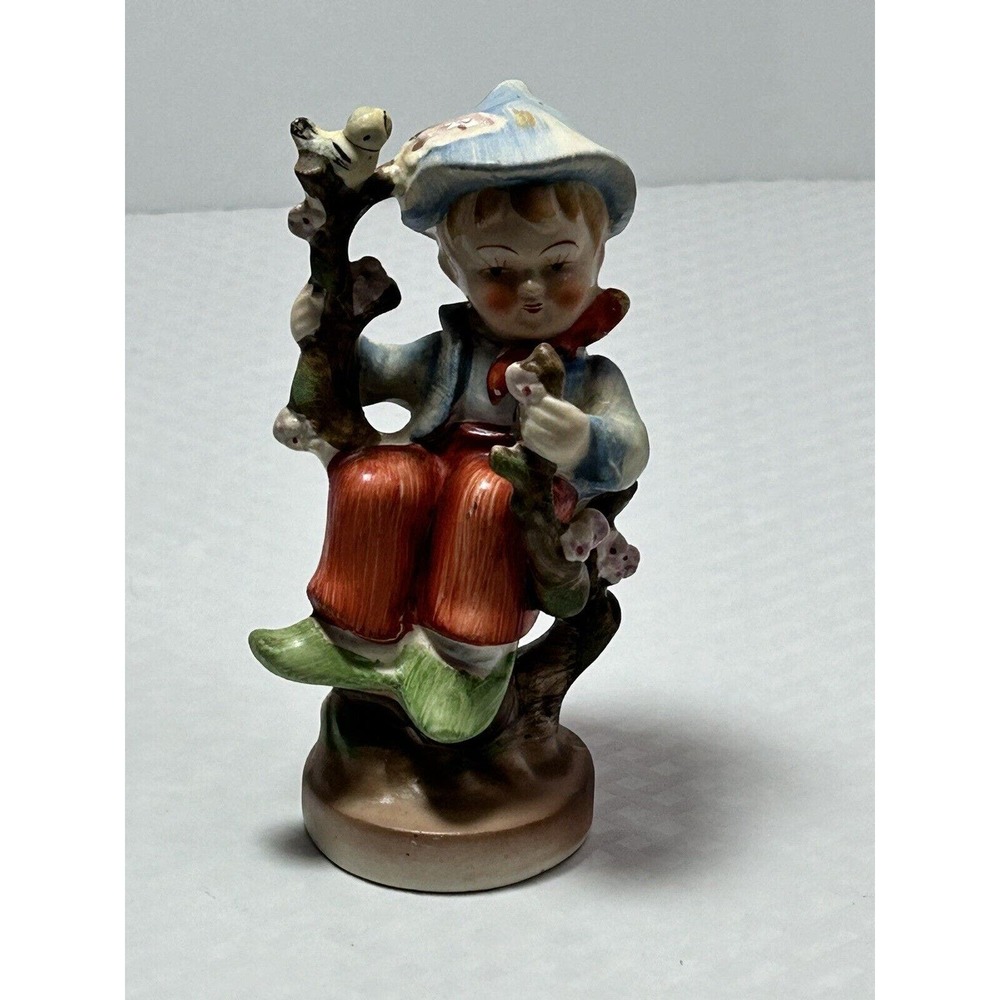 Vintage Sphinx Japan Ceramic Handpainted Little‎ Boy In A Tree Figurine - Picture 14 of 15